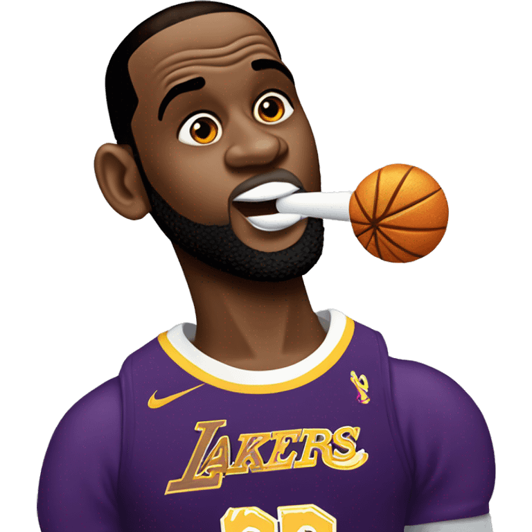 LeBron James sucking a tootsie pop emoji