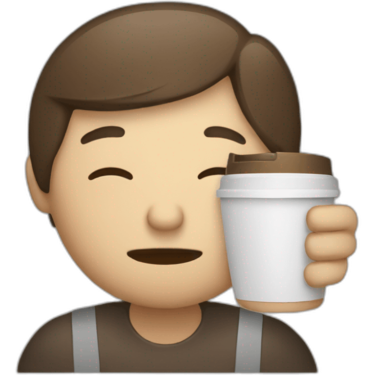 sleepy worker with coffee emoji