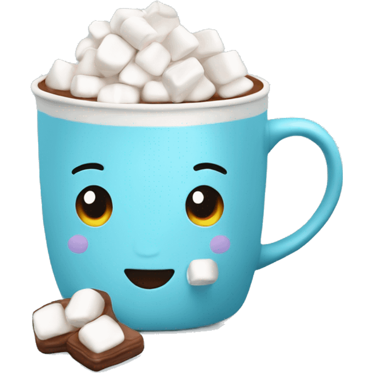 hot cocoa with marshmallows in light blue mug isolated emoji