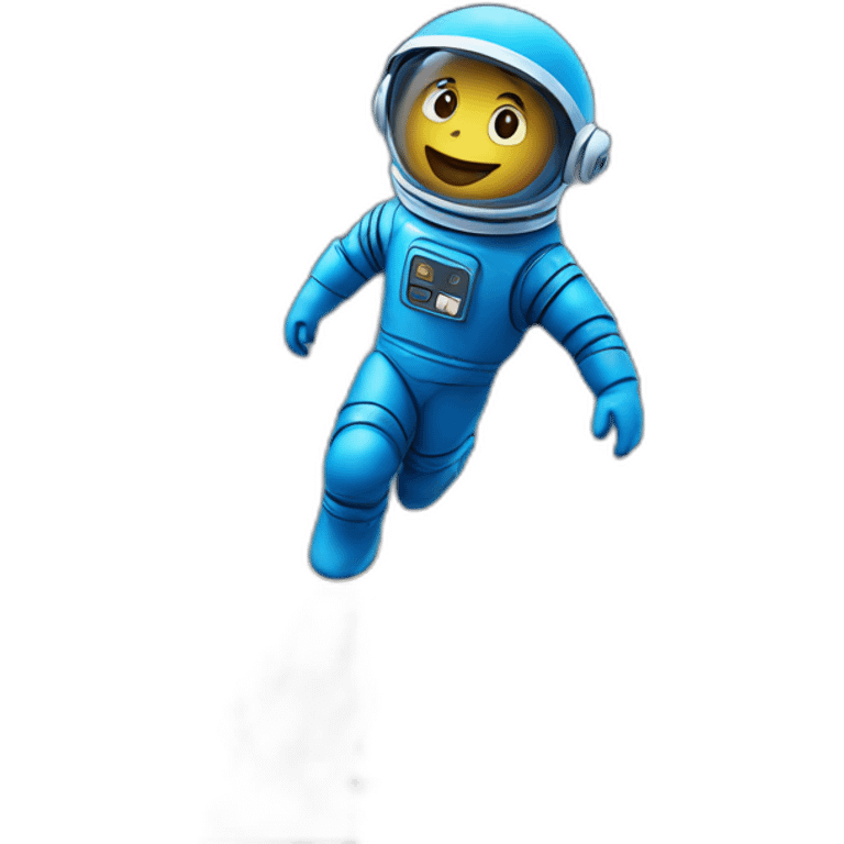 blue spaceman in a blue suit flying emoji