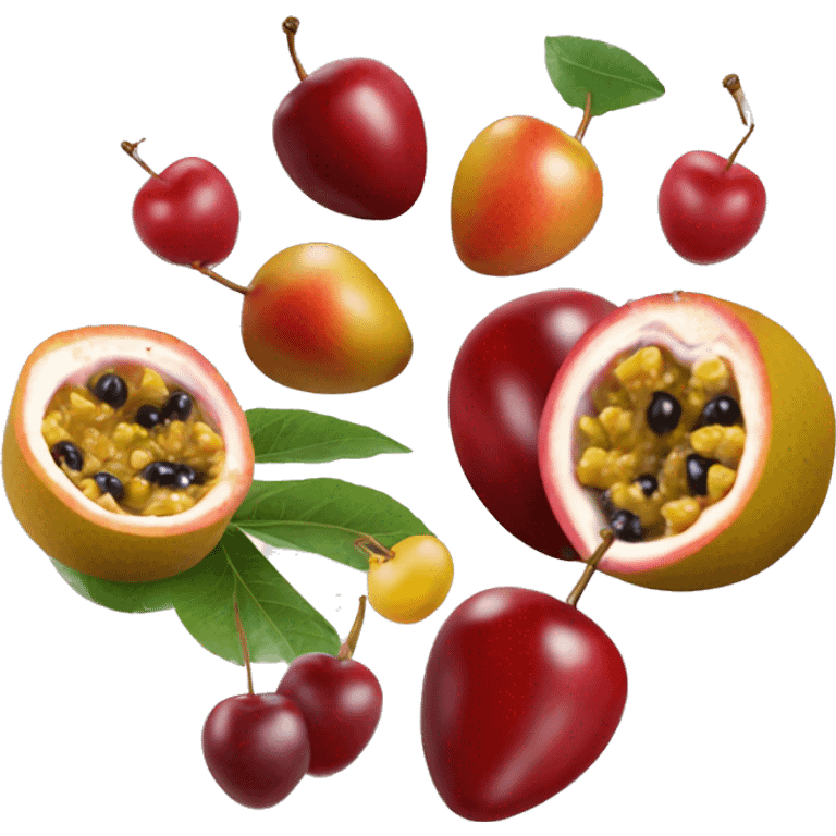 passion fruit cherries and cherries in a dove emoji