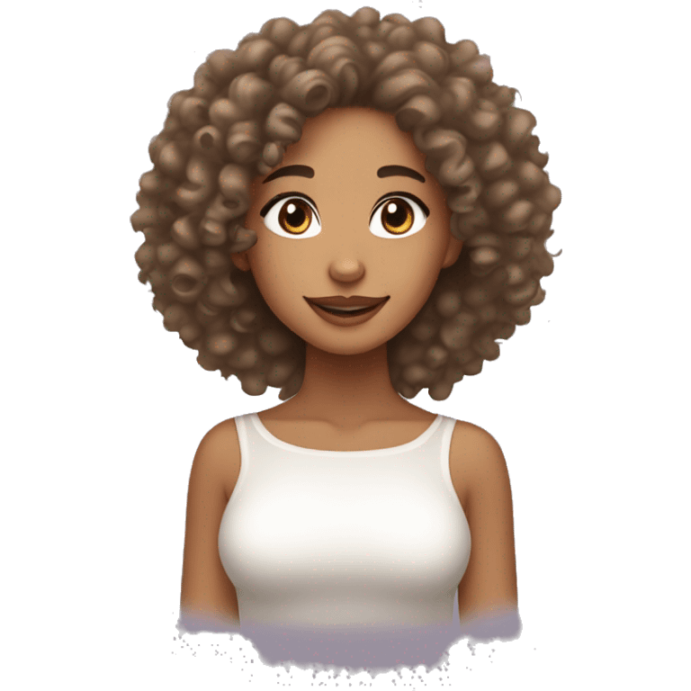 lightskin girl, curly hair doing her skincare  emoji