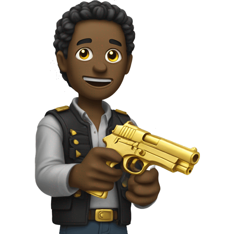 deadpoll holding golden gun emoji