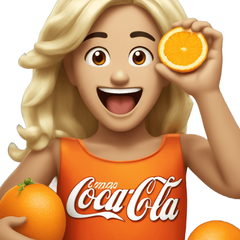 naranja tomando coca cola feliz emoji