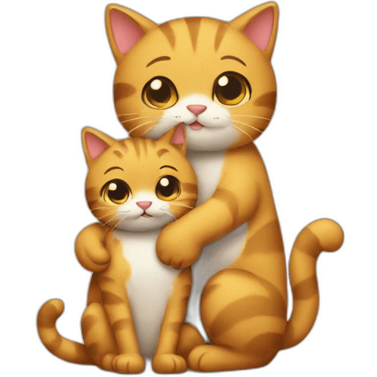 cats hugging emoji