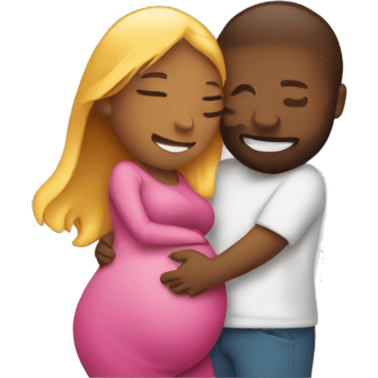 couple embrace with pregnancy glow emoji