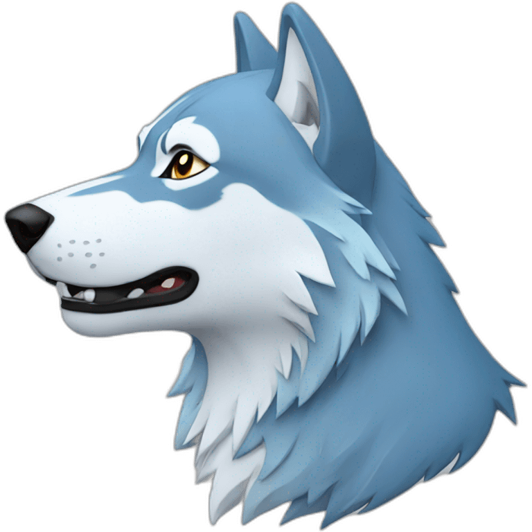 Wolf, white, lightblue emoji