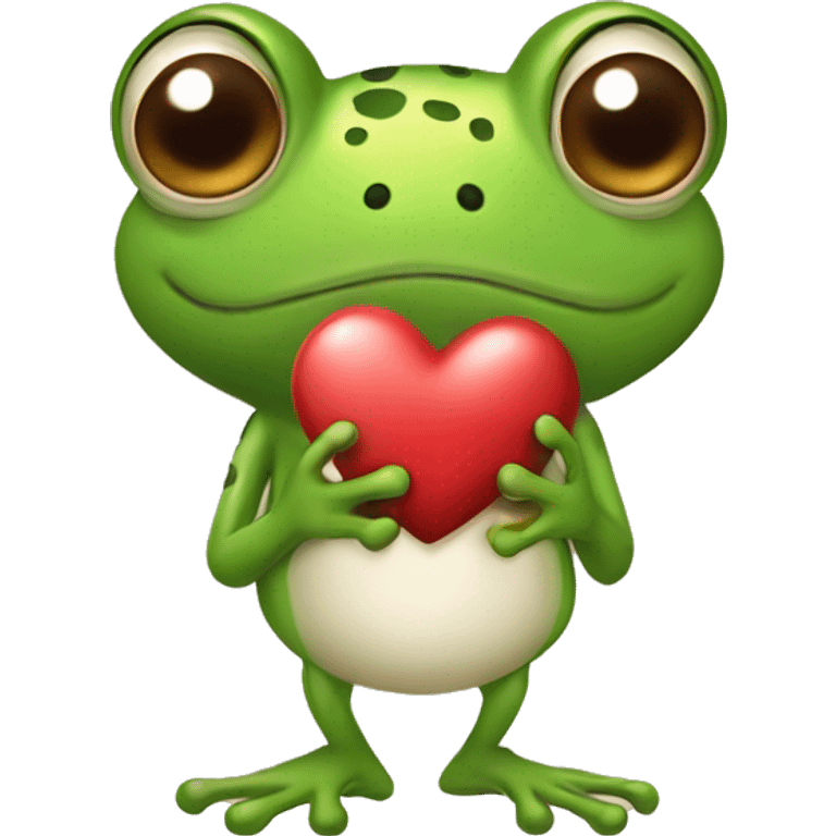 Frog holding a heart shaped chocolate in one hand and a mushroom in the other emoji