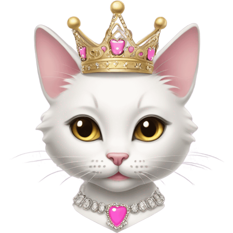 fancy kitty with pink lipstick, big eyelashes, and a princess crown  emoji