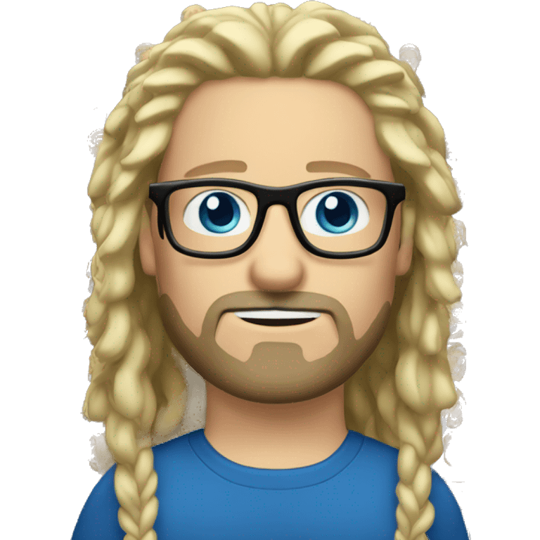 White man blonde dreadlocks blue eyes moustache glasses and goatee beard emoji