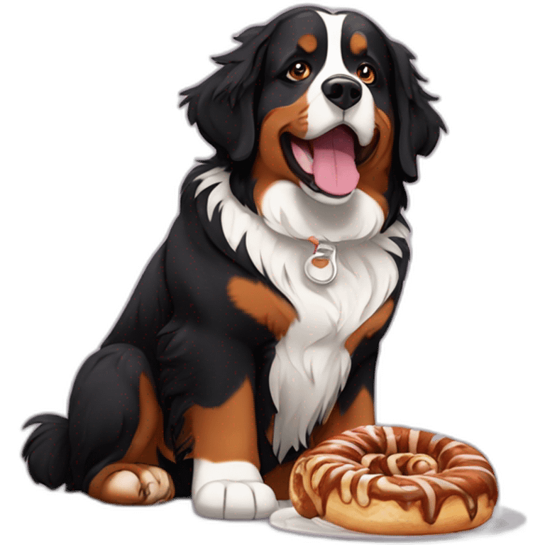 bernese mountain dog eating cinnamon roll emoji