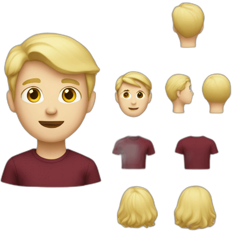 blond teenage boy with maroon shirt emoji