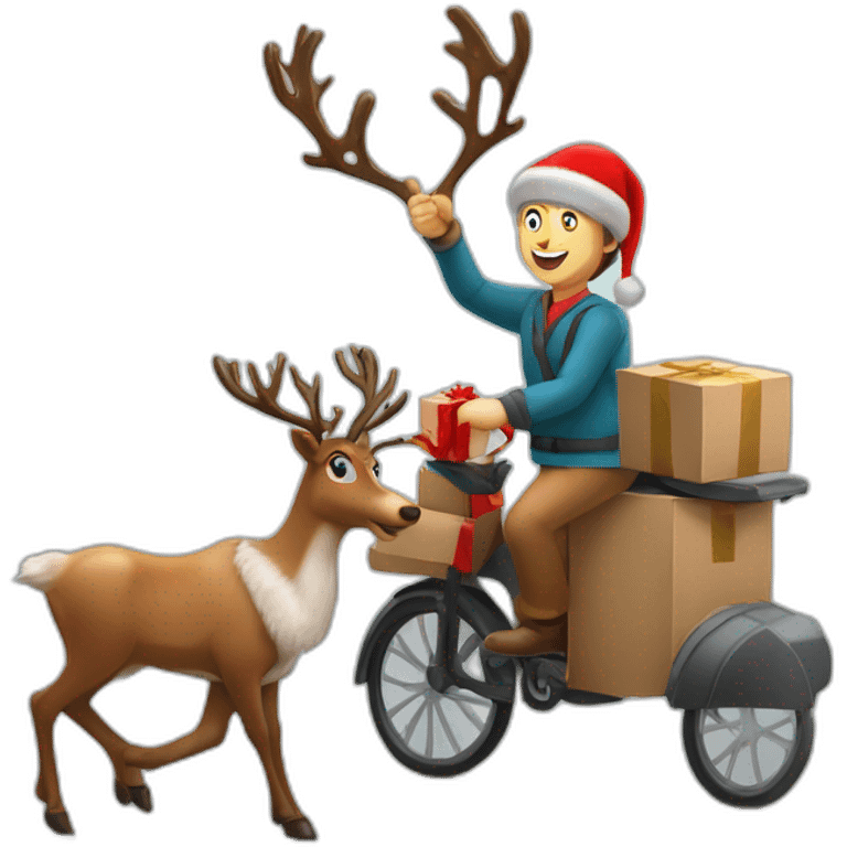 Ozon couriers on reindeer deliver orders on New Year's Eve emoji