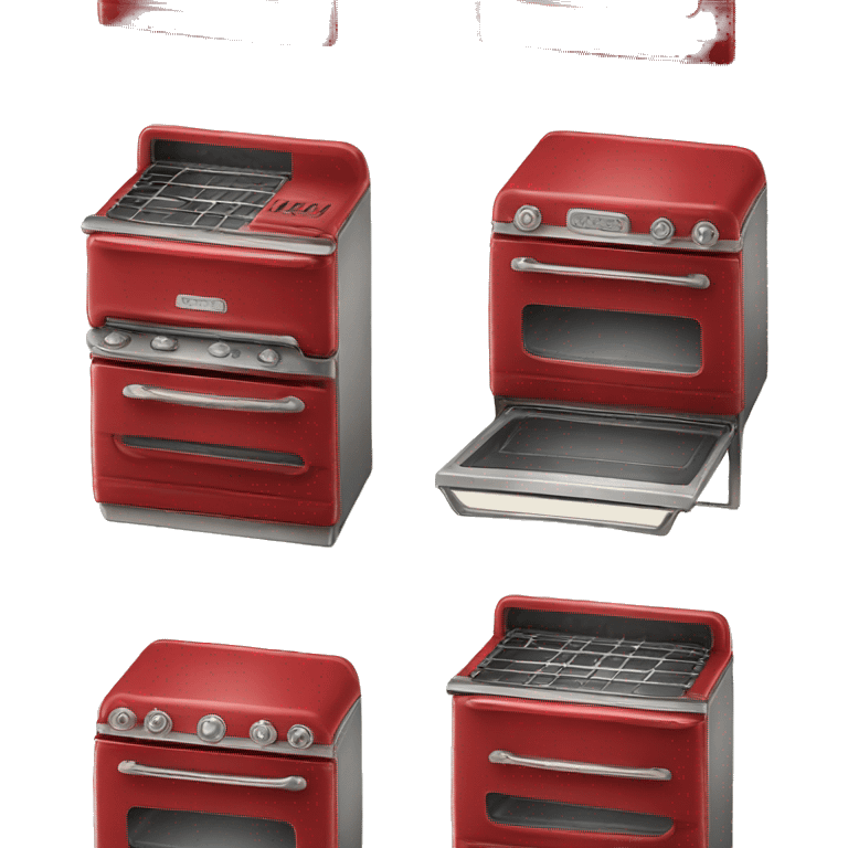 Realistic cherry red vintage oven emoji