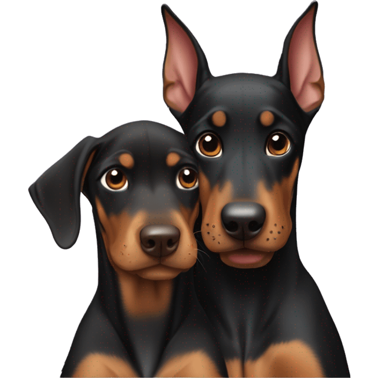 One Doberman puppy and one adult doberman emoji