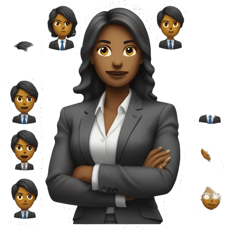 A muscular woman wearing a business suit emoji