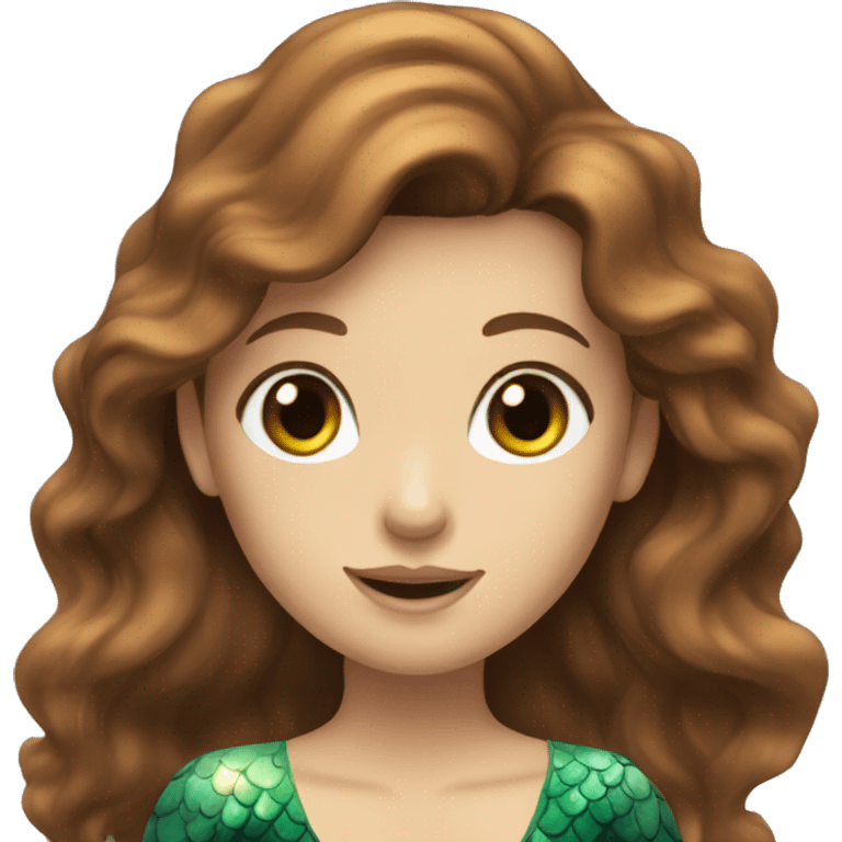 Mermaid, green eyes, brown hair emoji