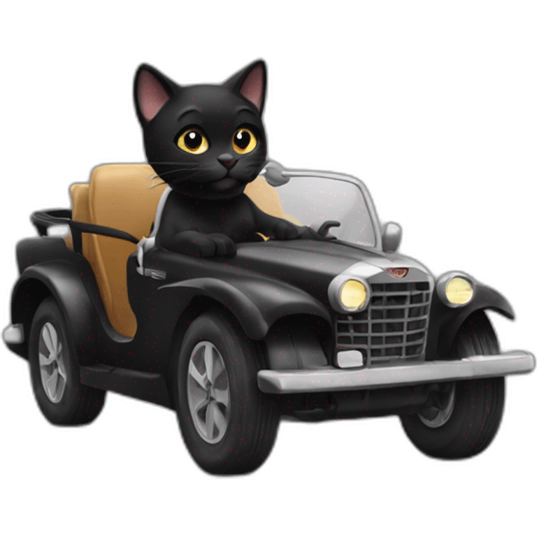 black cat riding car emoji