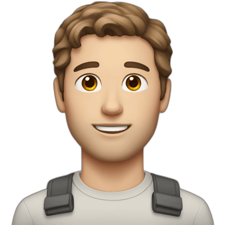 White handsome Man with brown hair and grey cat emoji