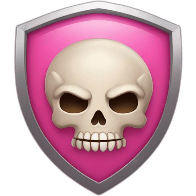 cartoon skull on a pink shield emoji