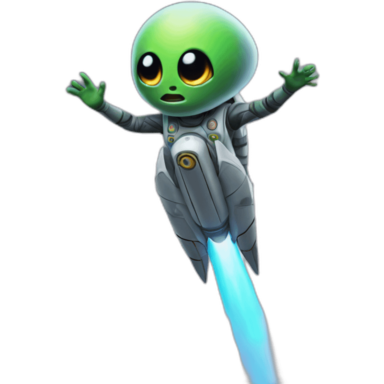 alien-on-rocket-waving emoji