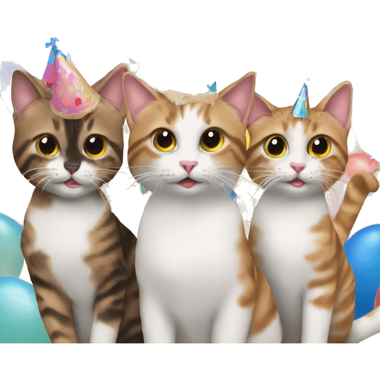 3 cats at a birthday party emoji