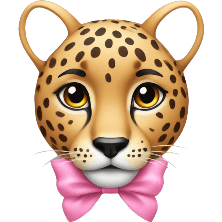 Cheetah face with a pink bow emoji