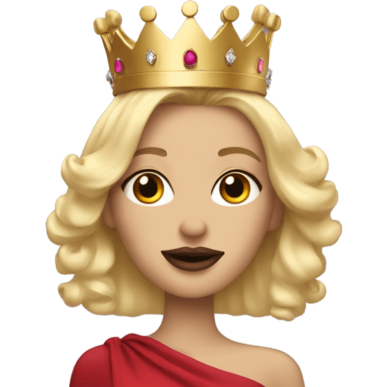 blonde with a crown, lipstick and nails emoji