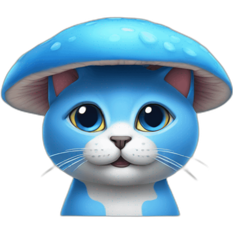 Blue-cat-with-mushroom-on-its-head emoji