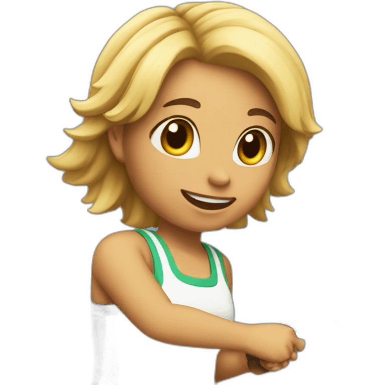 girls playing tennis with (baguette: 1) emoji