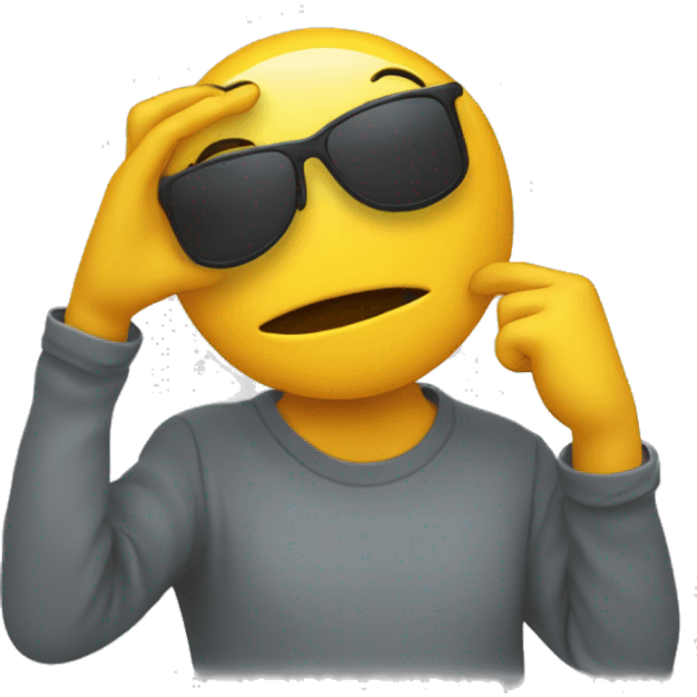 An emoji dabbing (taking one hand up in front of the face with a straight arm covering the eyes emoji