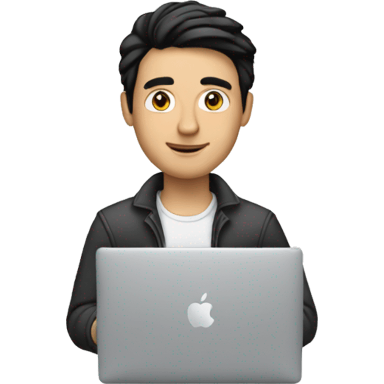 white man with black hair working macbook emoji