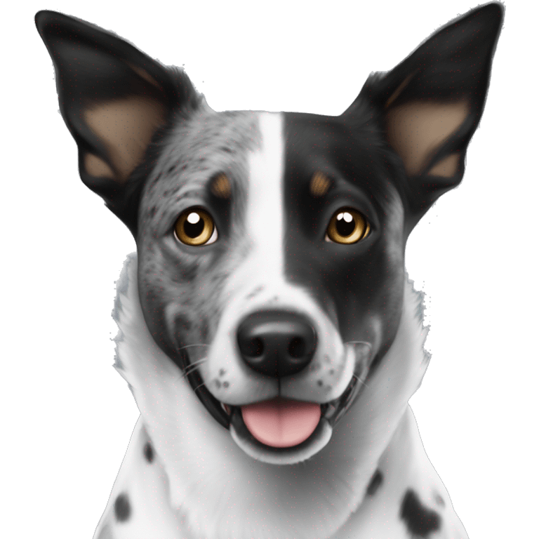 Blue heeler pointer mix black and white emoji