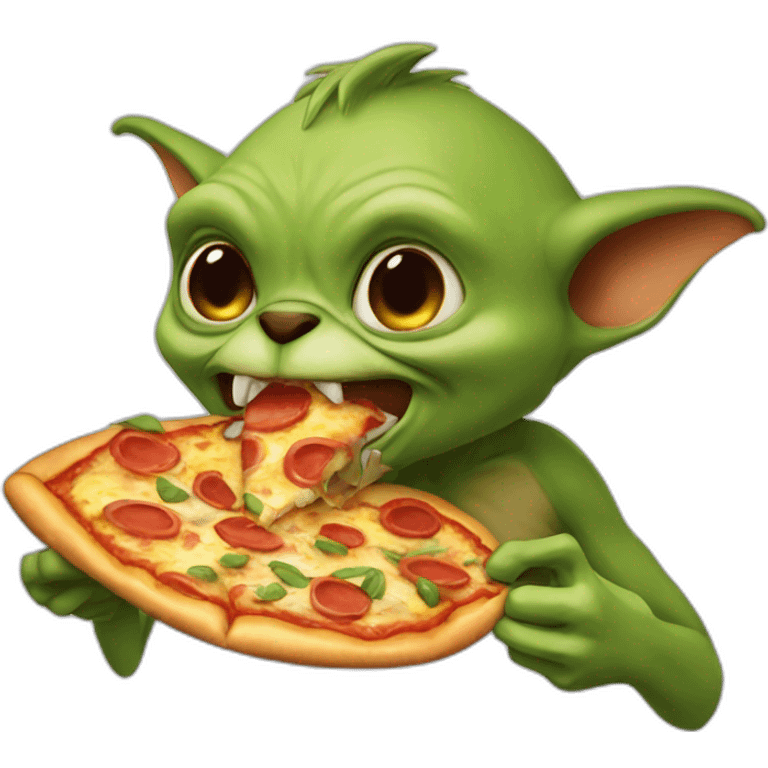 Gremlin eating pizza emoji