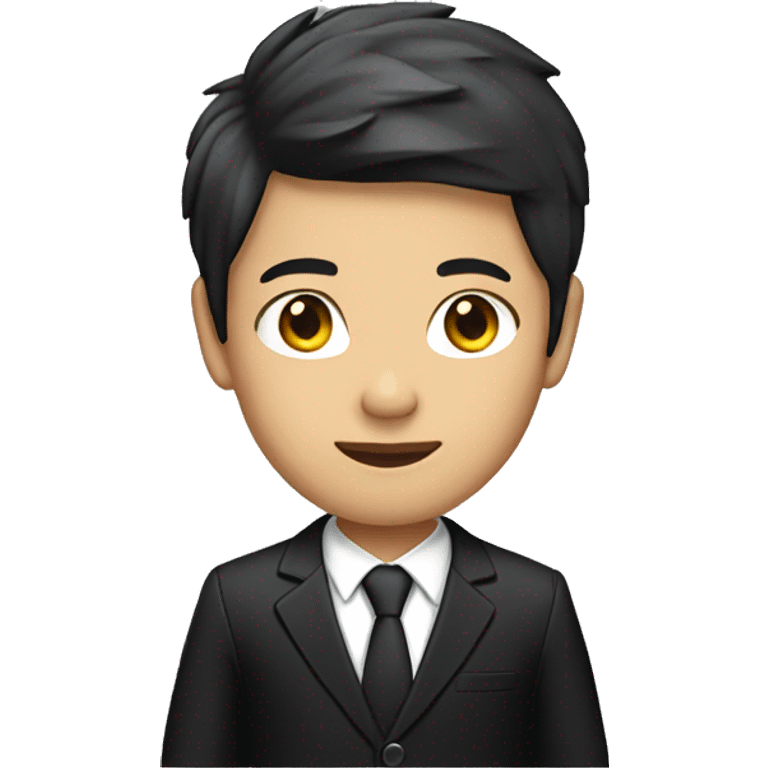 young asian ceo with black suit emoji