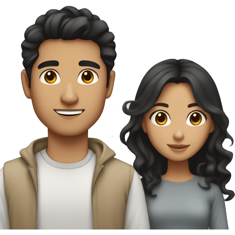 Asian guy black hair and middle eastern girl tan skin and wavy hair couple  emoji