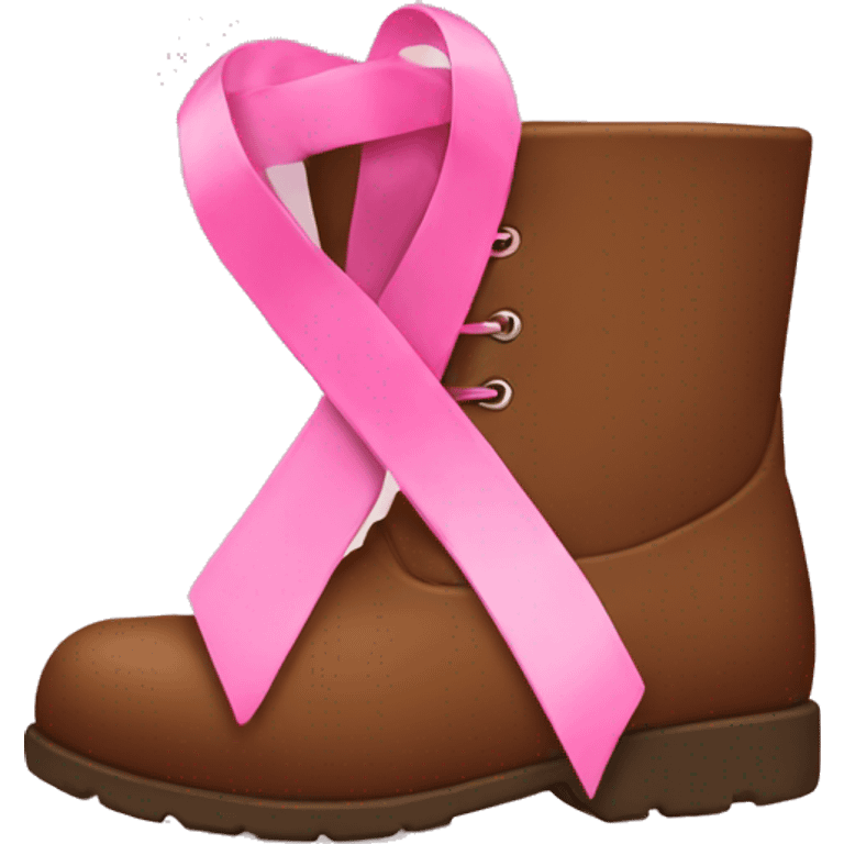 brown boot with pink ribbon emoji