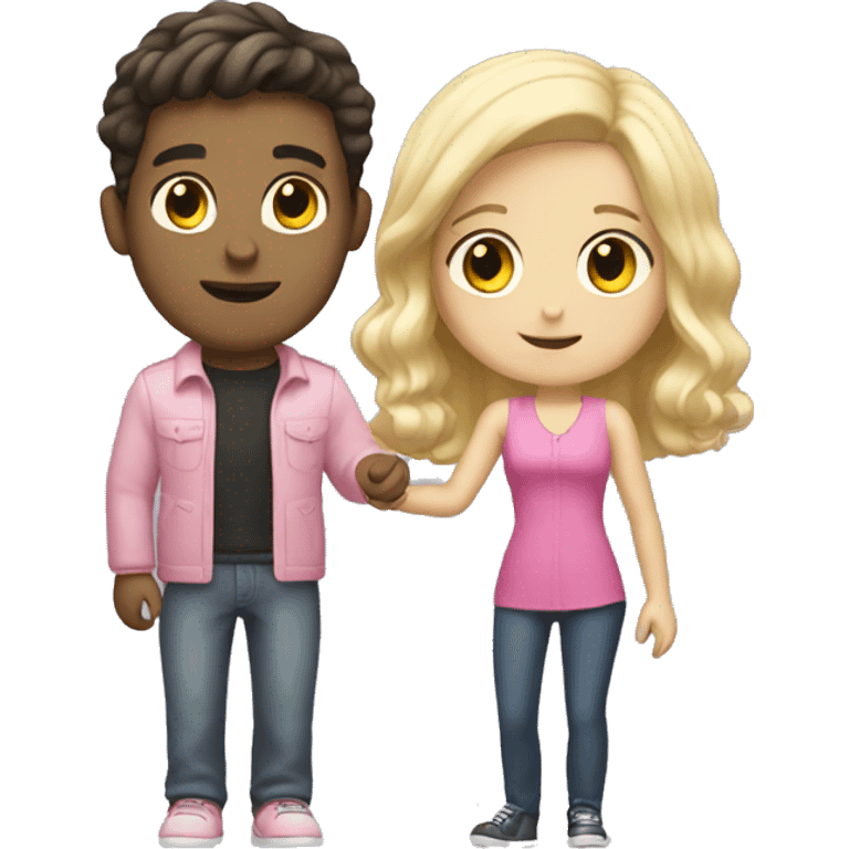 white boy with dark hair buying blonde girl pink car emoji