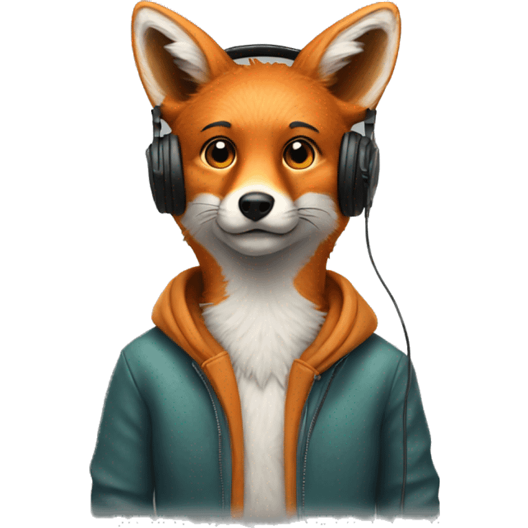 Fox with headphones  emoji