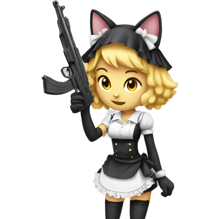 maid catgirl with gun emoji