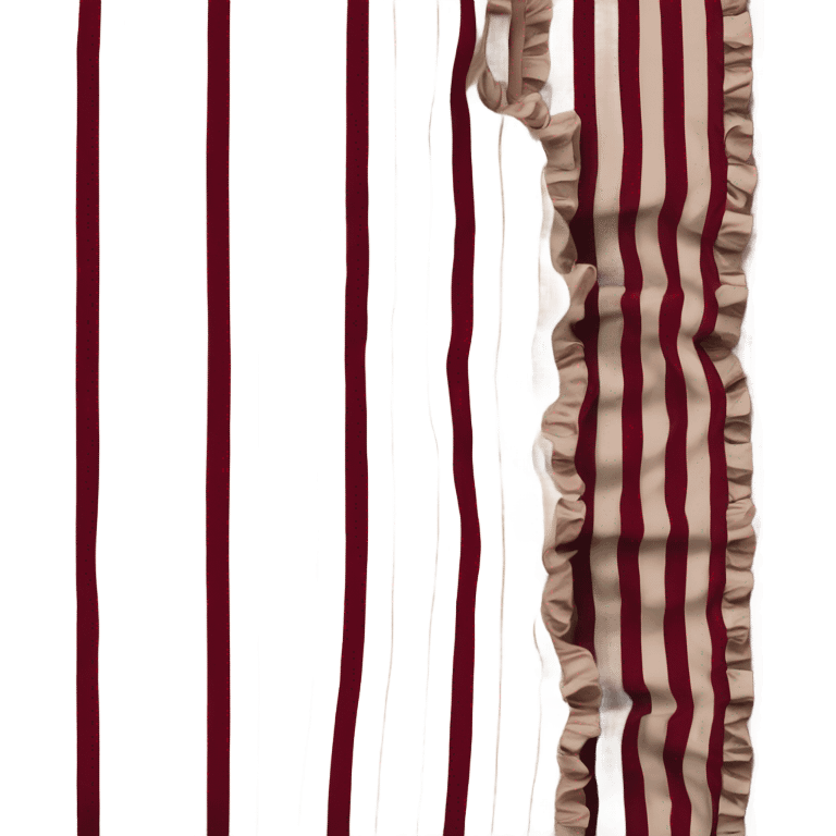 Dark Red beige striped Bed linen with ruffles emoji