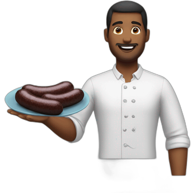 Guy selling black sausage emoji