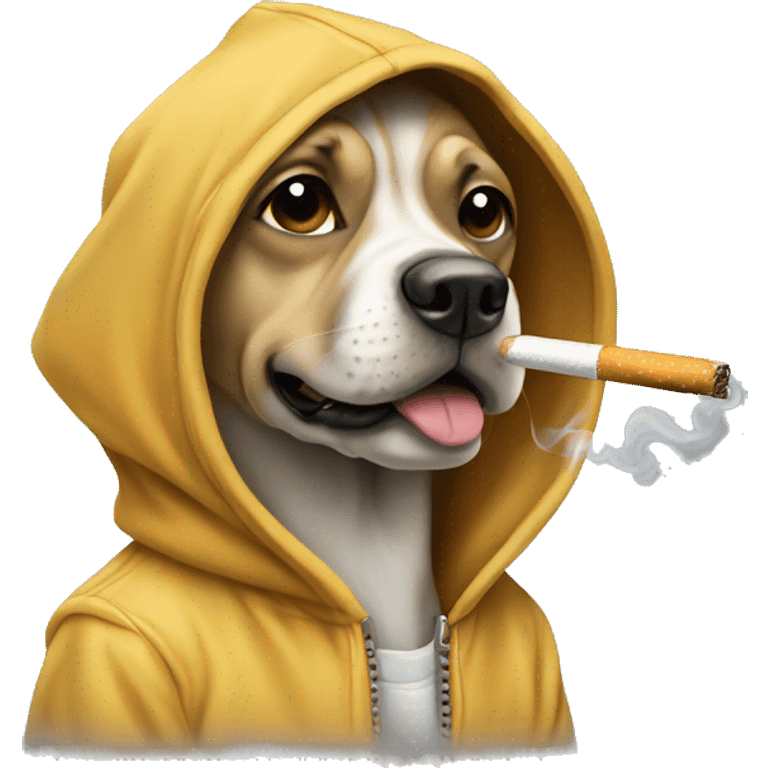 Dog wear hoodie smoking Cigarette emoji