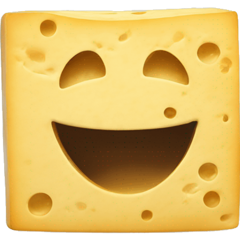 a smiley face with the tough out on a fetta cheese block emoji