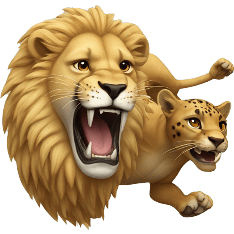 Lion attacking a jaguar emoji