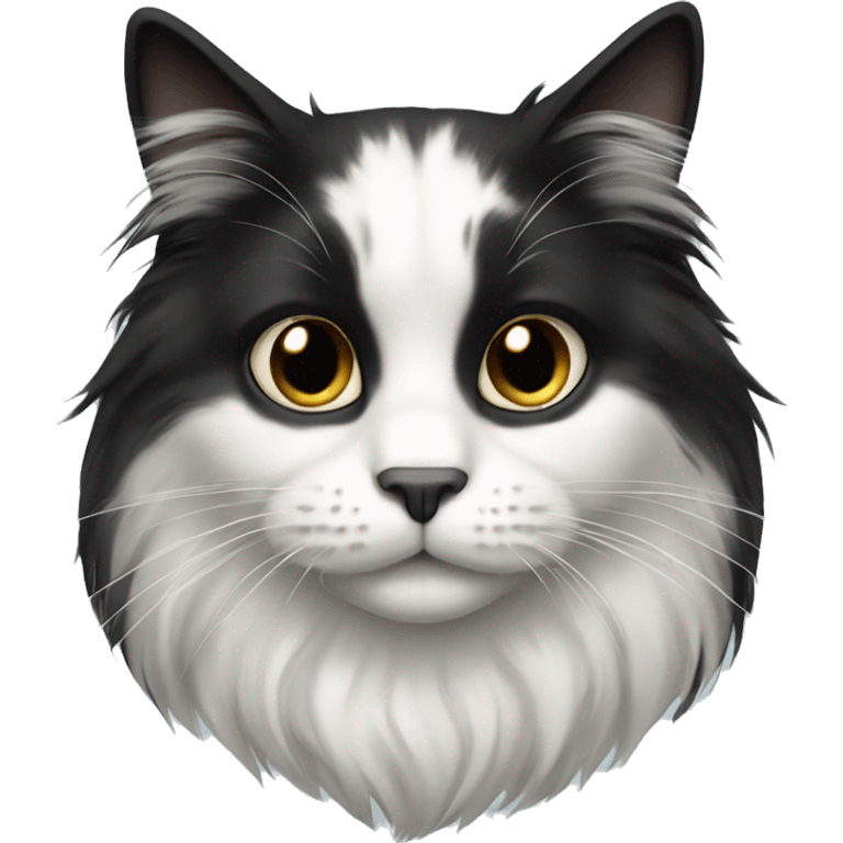 Black and white long haired cat emoji