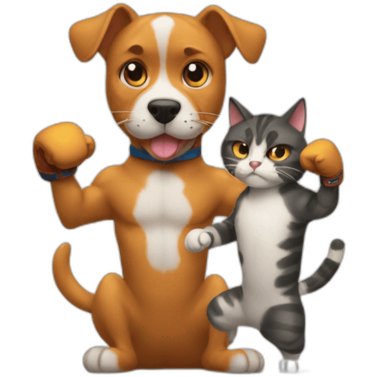 Dog boxing cat emoji