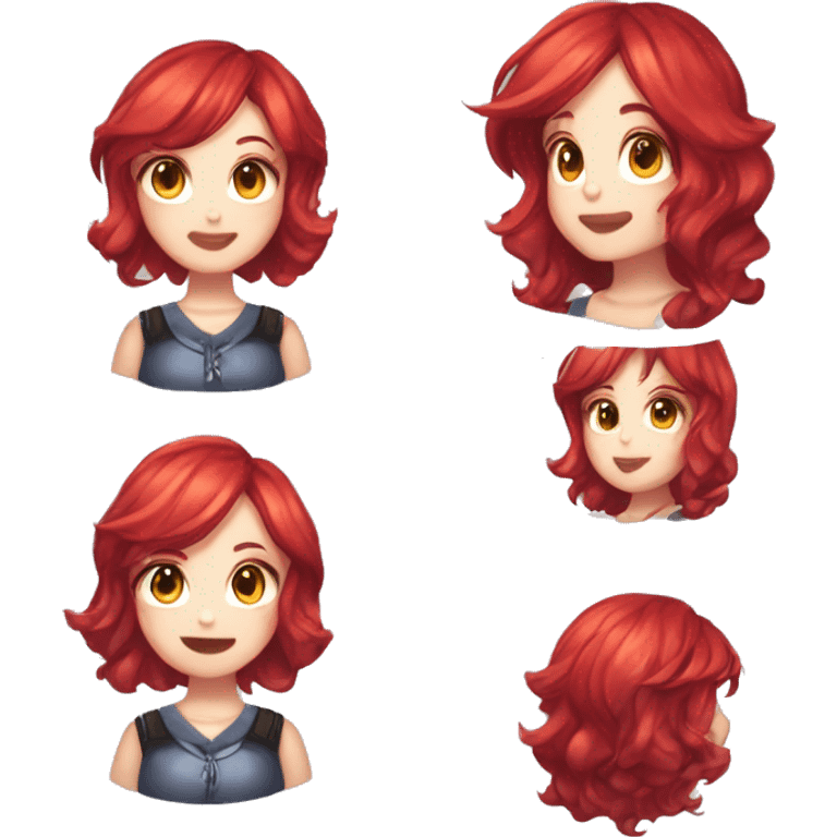 fair skin gamer girl with red wavy hair gamingheadset kawaii gamer shiny blushing cute girl gamer emoji