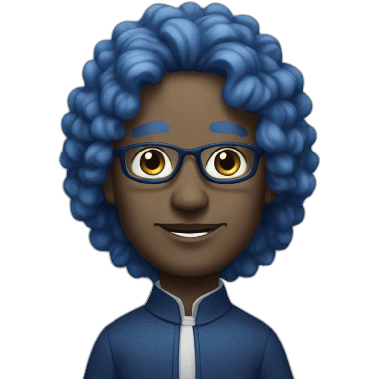 Clergyman with blue skin and dark blue long curly hair emoji