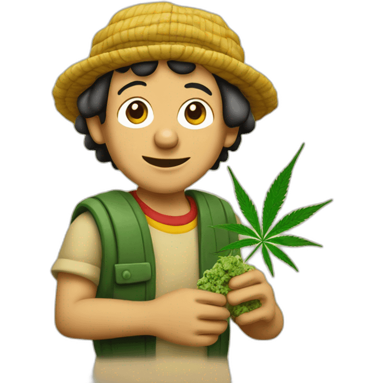 El chavo holds cannabis emoji